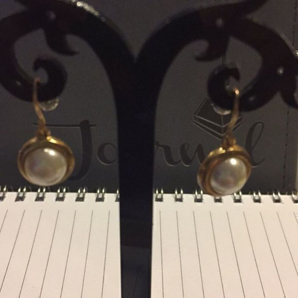 🌟🌟BEAUTIFUL Vintage Pearl and Yellow Gold Drop Earrings